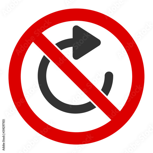 No rotation vector icon. Flat No rotation pictogram is isolated on a white background.
