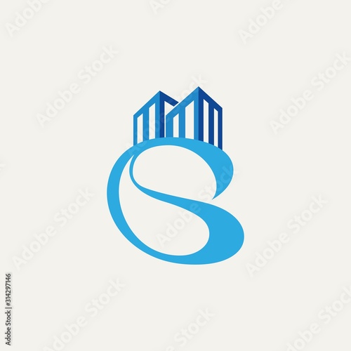  Architecture buildings geometry silhouette skyscraper construction builder developer agency logo badge real estate company vector illustration. Abstract creative corporate city house shape