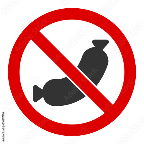 No sausage vector icon. Flat No sausage symbol is isolated on a white background.