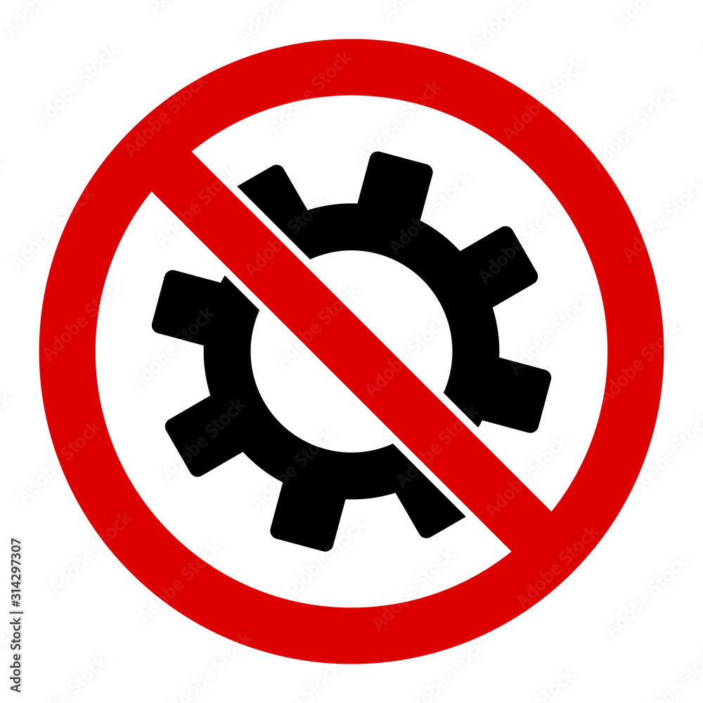 No service gear vector icon. Flat No service gear pictogram is isolated on a white background. No service gear vector icon. Flat No service gear pictogram is isolated on a white background.
