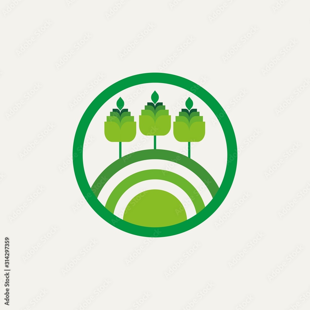 Tree icon concept of a stylized tree with leaves Tree icon concept of a stylized tree with leaves