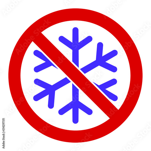 No snowflake vector icon. Flat No snowflake symbol is isolated on a white background.
