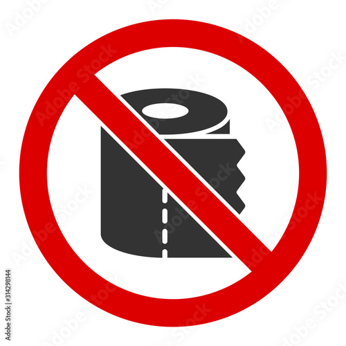 No toilet paper vector icon. Flat No toilet paper pictogram is isolated on a white background.