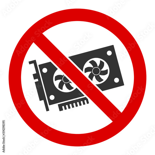 No videocard vector icon. Flat No videocard symbol is isolated on a white background.