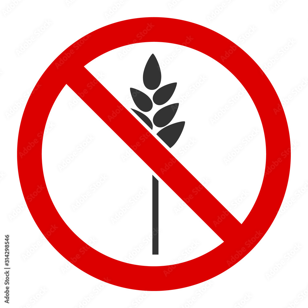 No wheat vector icon. Flat No wheat pictogram is isolated on a white background. No wheat vector icon. Flat No wheat pictogram is isolated on a white background.