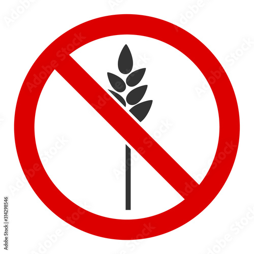 No wheat vector icon. Flat No wheat pictogram is isolated on a white background.