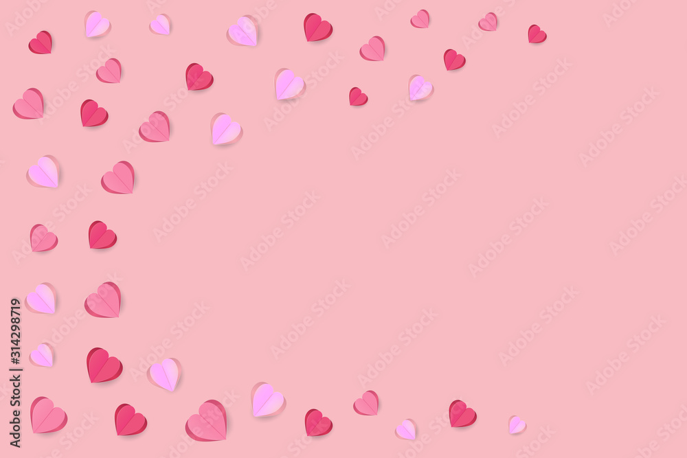 EPS 10 vector. Paper cut hearts with copy space. Valentines day concept.
