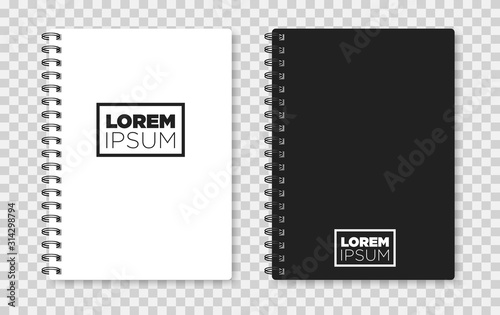 Realistic notebook mock up for your image. Vector illustration.