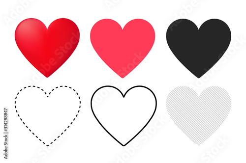 Red heart icon on white background. Love logo heart illustration.