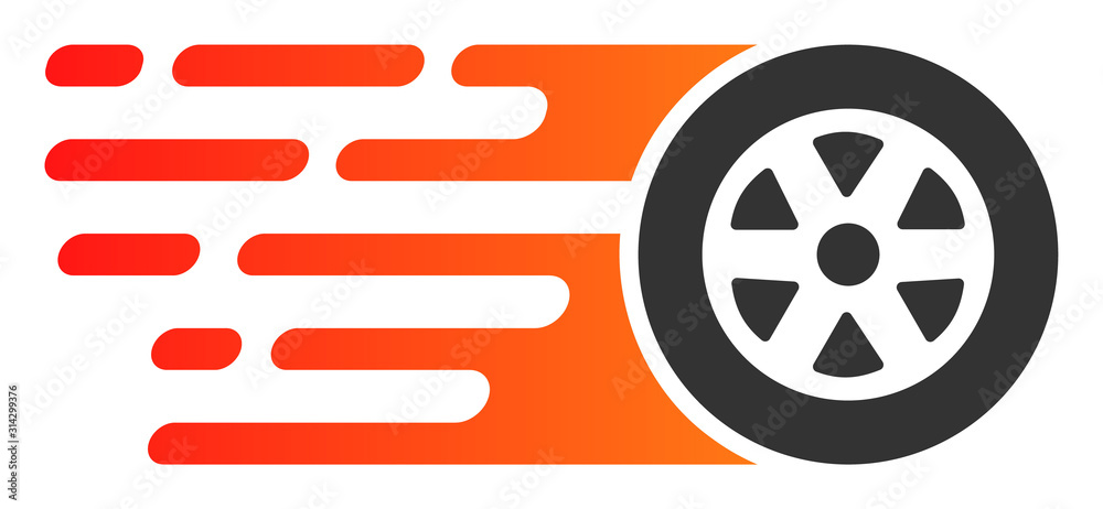 Rush car wheel vector icon. Flat Rush car wheel symbol is isolated on a white background. - obrazy, fototapety, plakaty 