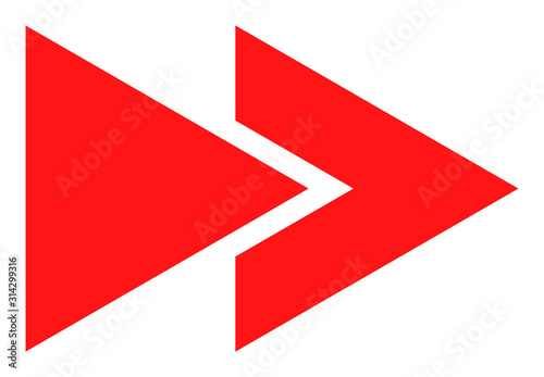Rewind forward vector icon. Flat Rewind forward pictogram is isolated on a white background.