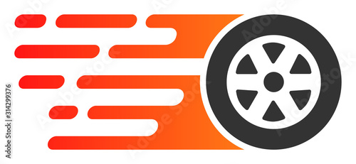 Rush car wheel vector icon. Flat Rush car wheel symbol is isolated on a white background. photo