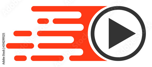 Rush play symbol vector icon. Flat Rush play symbol pictogram is isolated on a white background.