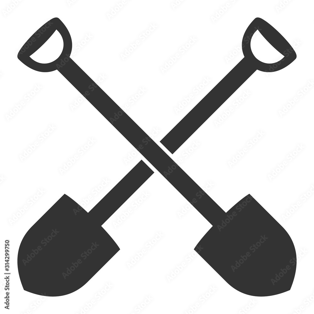 Shovels vector icon. Flat Shovels symbol is isolated on a white background. Shovels vector icon. Flat Shovels symbol is isolated on a white background.