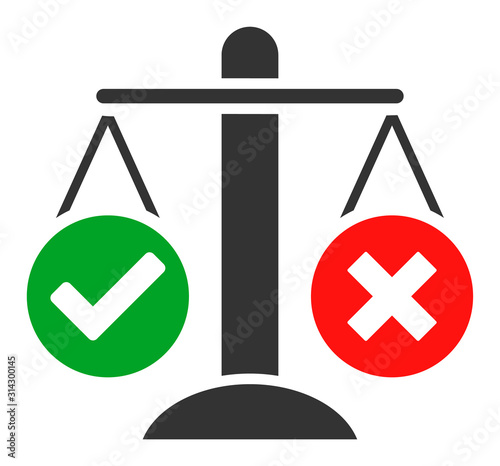 Truth decision vector icon. Flat Truth decision pictogram is isolated on a white background.