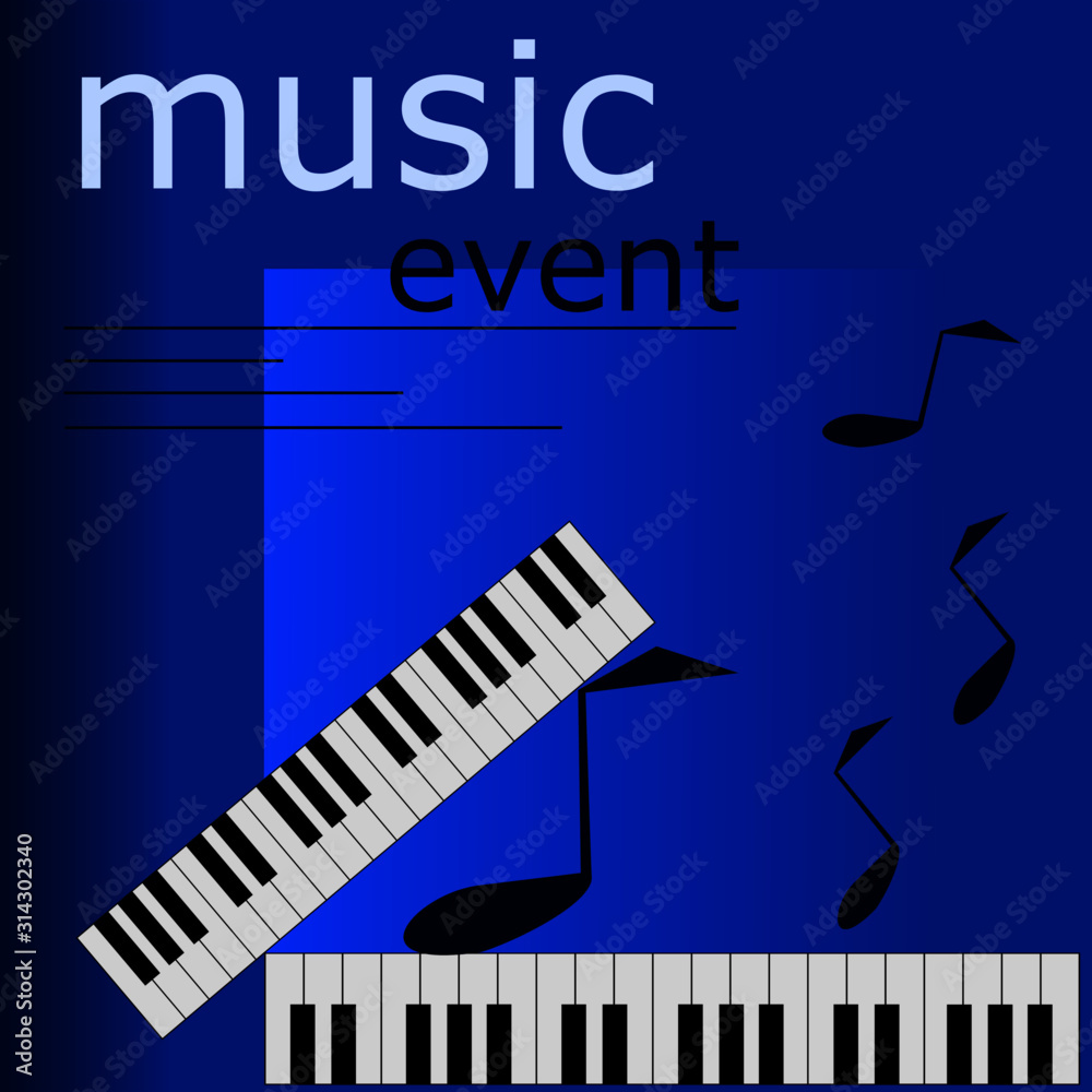 Fototapeta premium piano music poster.vector illustration.print and web design template for summer piano concert,party and music event