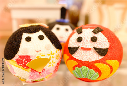 Japan traditional style cute toy doll closeup view