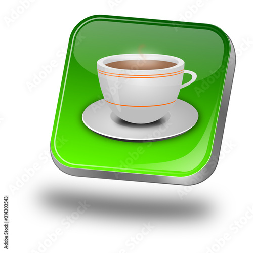 Button with a Cup of Coffee - 3D illustration