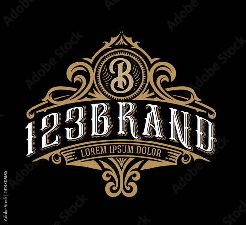 Vintage Luxury Logo Template Design for Label, Frame, Product Tags. Retro Emblem Design. Vector illustration