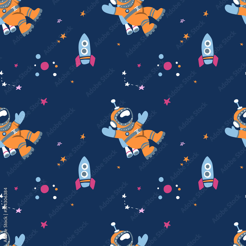 space planets pattern colored vector illustration