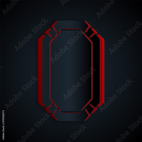 Paper cut Poker table icon isolated on black background. Paper art style. Vector Illustration