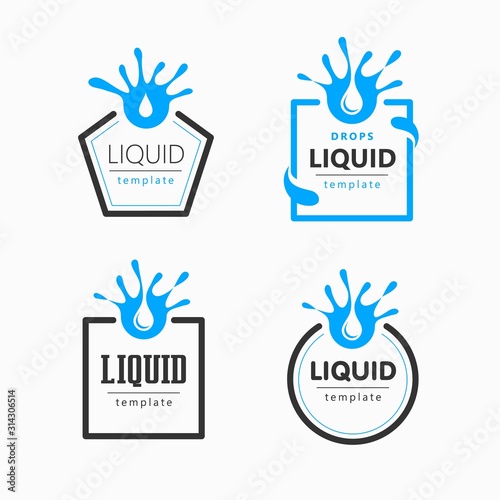 Liquid splash drops logo template set vector