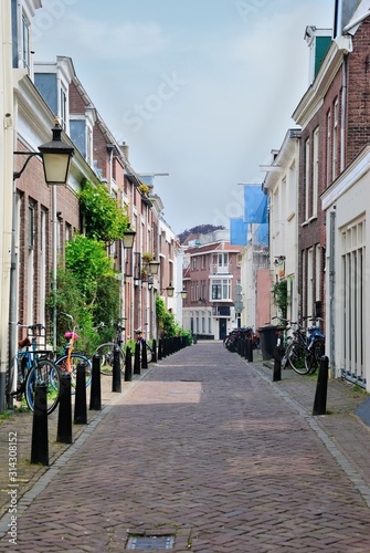 Empty street view in Utrecht City Center, the Netherlands