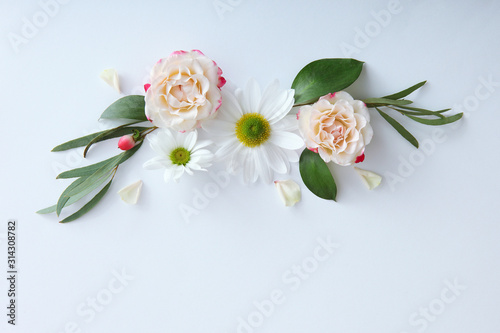 Beautiful floral arrangement with a place to insert text top view. © White bear studio 