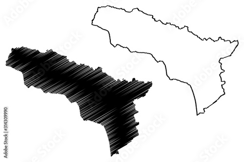 Abkhazia (Republic of Georgia - country, Administrative divisions of Georgia) map vector illustration, scribble sketch Government of the Autonomous Republic of Abkhazia map....