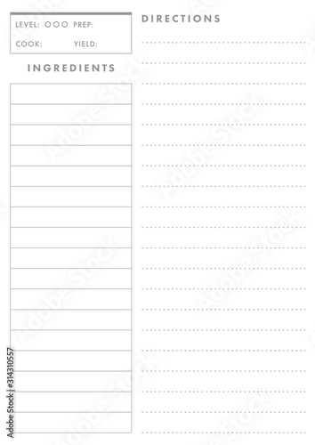 Printable A4 Recipe Card Template (Live Stroke Path)