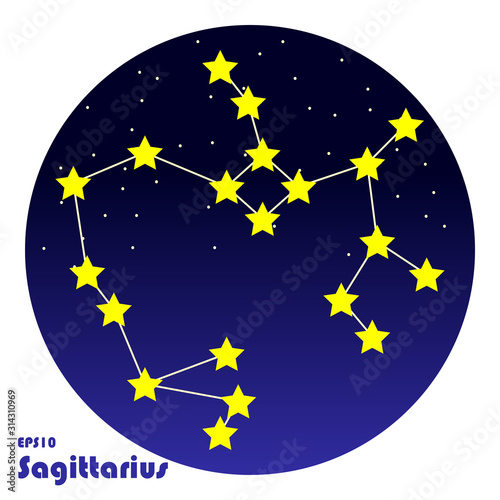 vector illustration of sagittarius zodiac stars