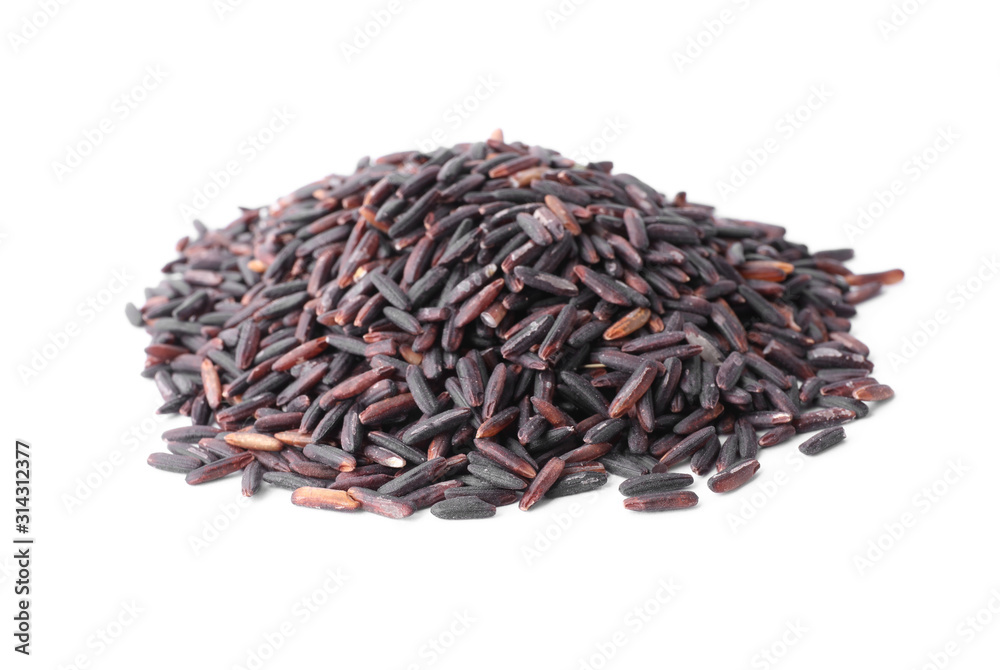 Uncooked organic brown rice isolated on white Uncooked organic brown rice isolated on white