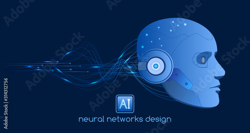 Neural networks design, artificial intelligence concept, vector template