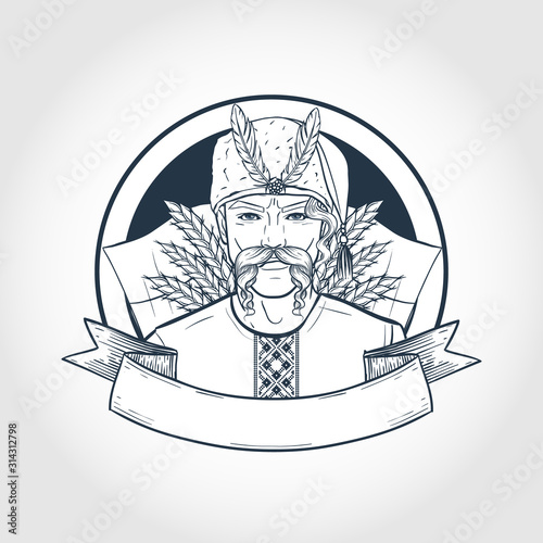 Hand drawn sketch ukrainian kozak