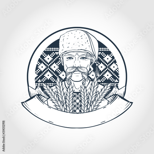 Hand drawn sketch ukrainian kozak