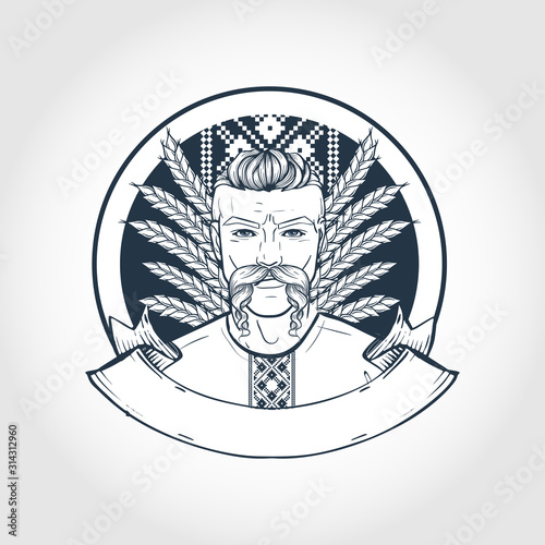 Hand drawn sketch ukrainian kozak