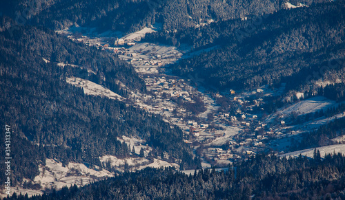 village in winter. Petru Voda, Romania
