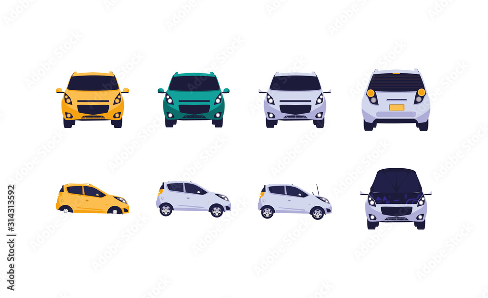 Isolated cars set vector design