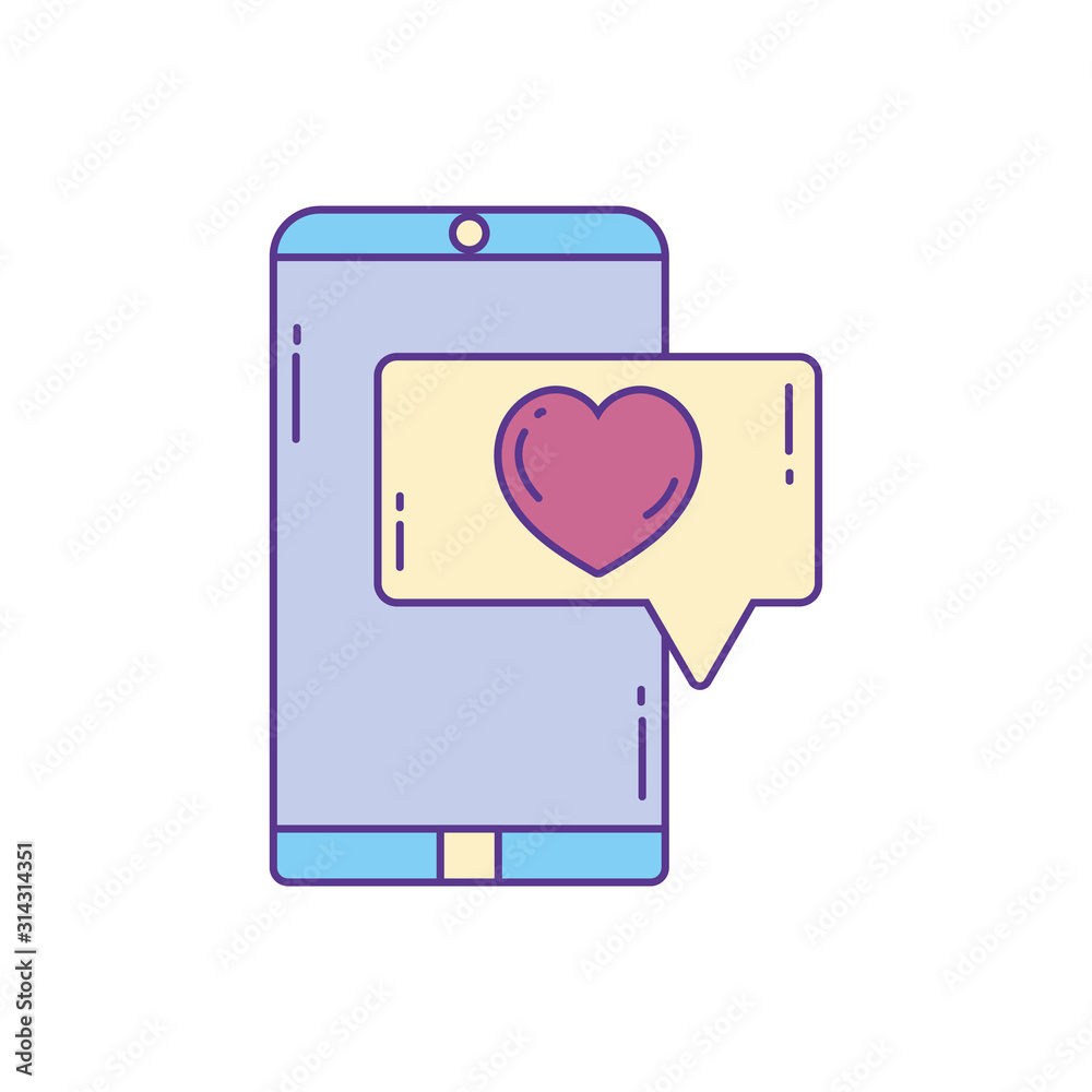 smartphone love message , phone fill and line smartphone love message , phone fill and line