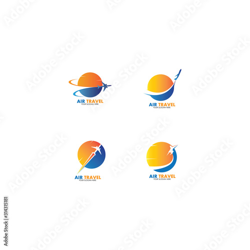 Set of collection travel logo with air plane concept design vector