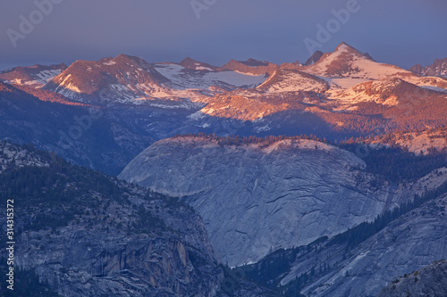 Sierra Nevada Mountains at sunset from Glacier Point, Yosemite National Park, California, USA