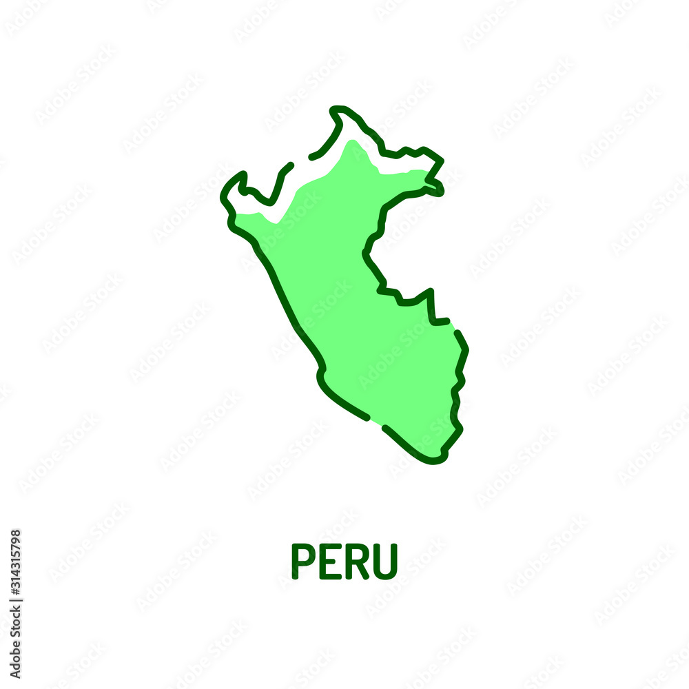 Fotografie, Obraz Peru map color line icon