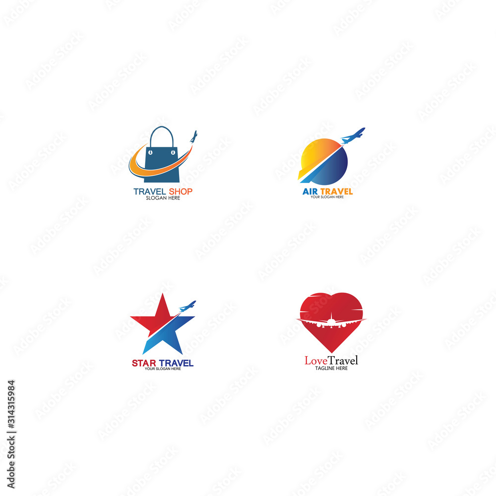 Fototapeta premium Set of collection travel logo with air plane concept design vector