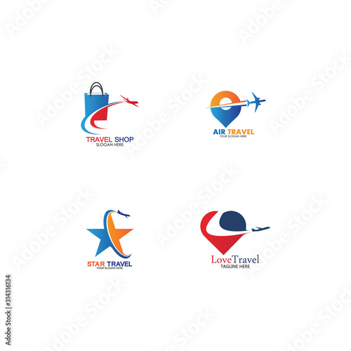 Free Download Set of collection travel logo with air plane concept design vector - GFXLoad