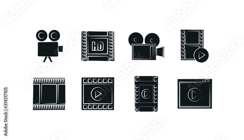 Isolated movie icon set vector design