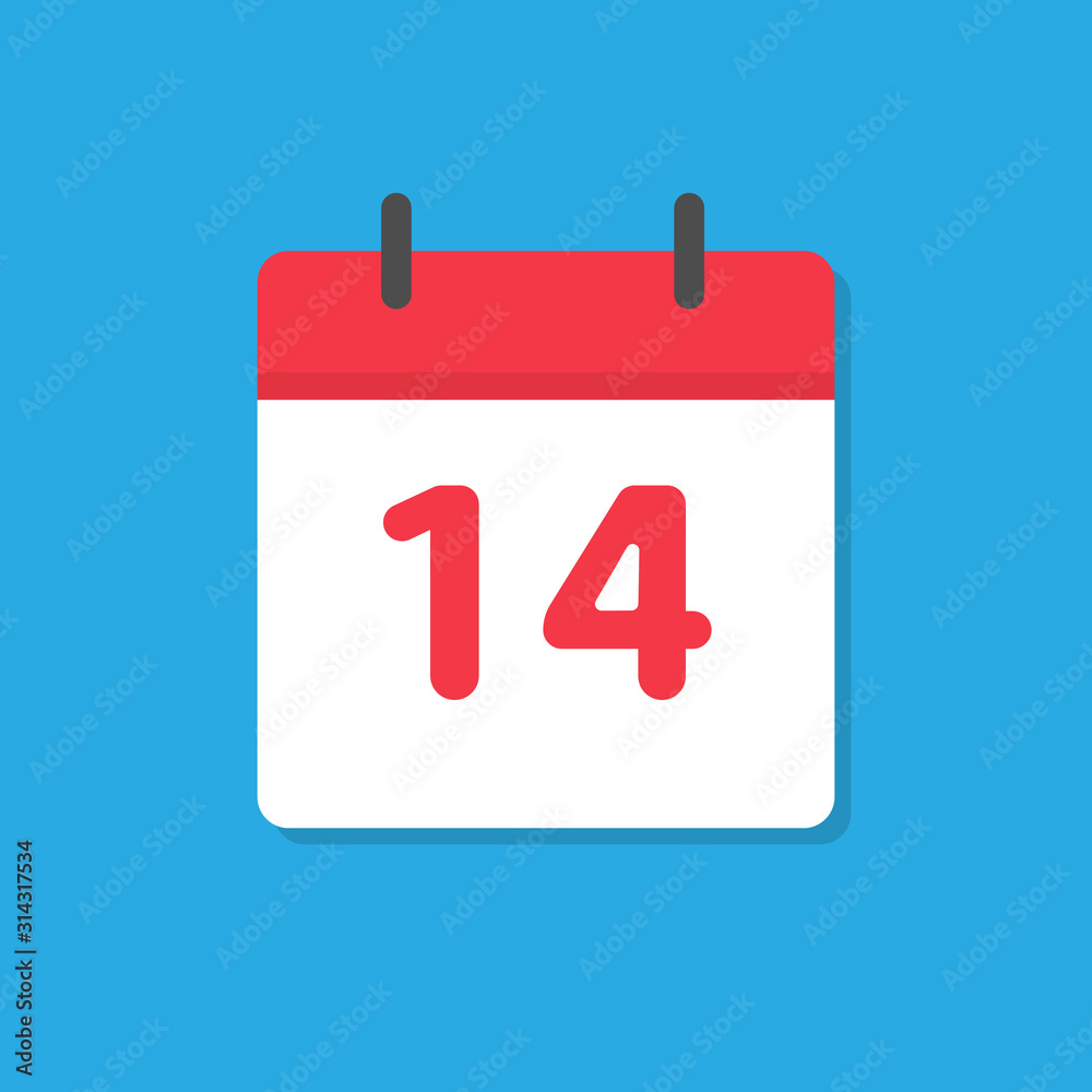 Calendar icon with 14 date inscription Calendar icon with 14 date inscription
