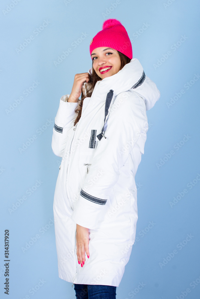 Jacket has extra insulation and slightly longer fit to protect your body from sharp winter weather. Fancy stylish winter clothes. Not every jacket is ideal for every climate. Girl wear white jacket Jacket has extra insulation and slightly longer fit to protect your body from sharp winter weather. Fancy stylish winter clothes. Not every jacket is ideal for every climate. Girl wear white jacket
