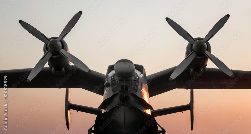Fototapeta premium old vintage airplane with propellers