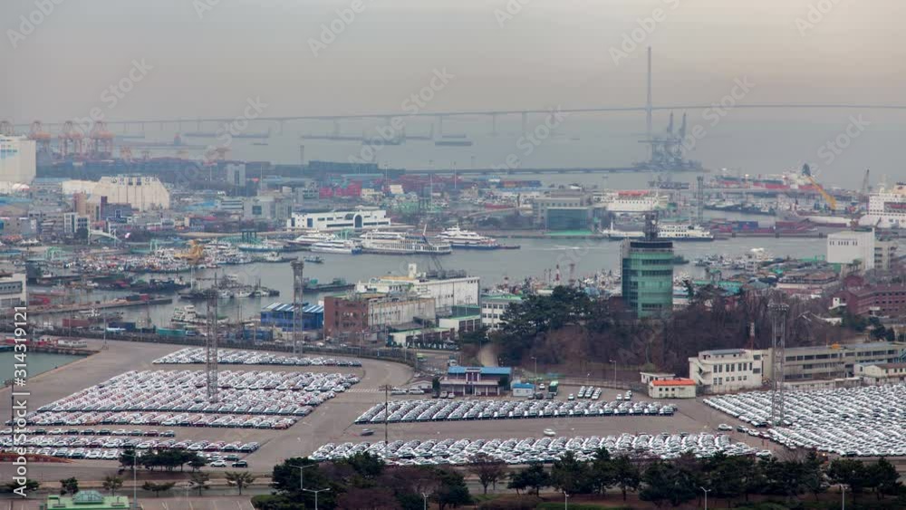 Parking and River Port , Incheon South Korea timelapse Cityscape Parking and River Port , Incheon South Korea timelapse Cityscape