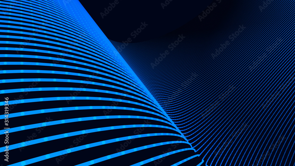 Naklejka premium Modern blue abstract circular lines wave